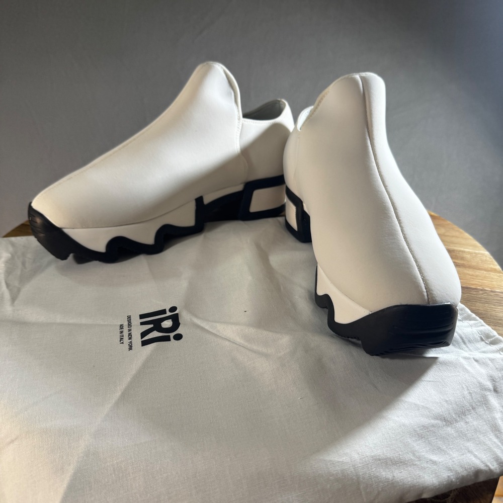 IRI New York White Slip On Platform Sneakers Made in Italy Size 38.5 Dust Bag - Picture 2 of 8